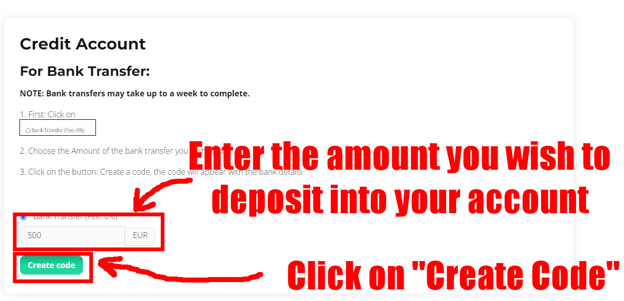deposit amount