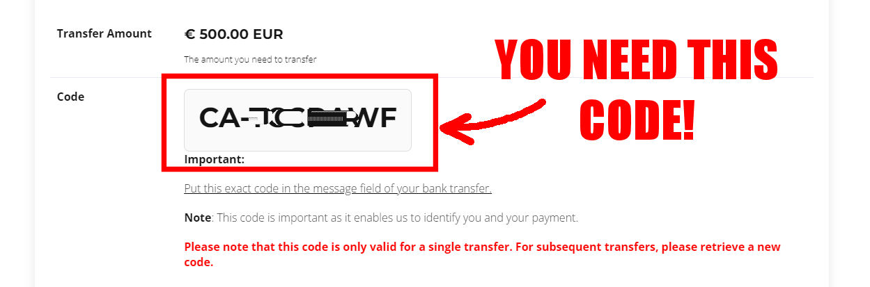 transfercode